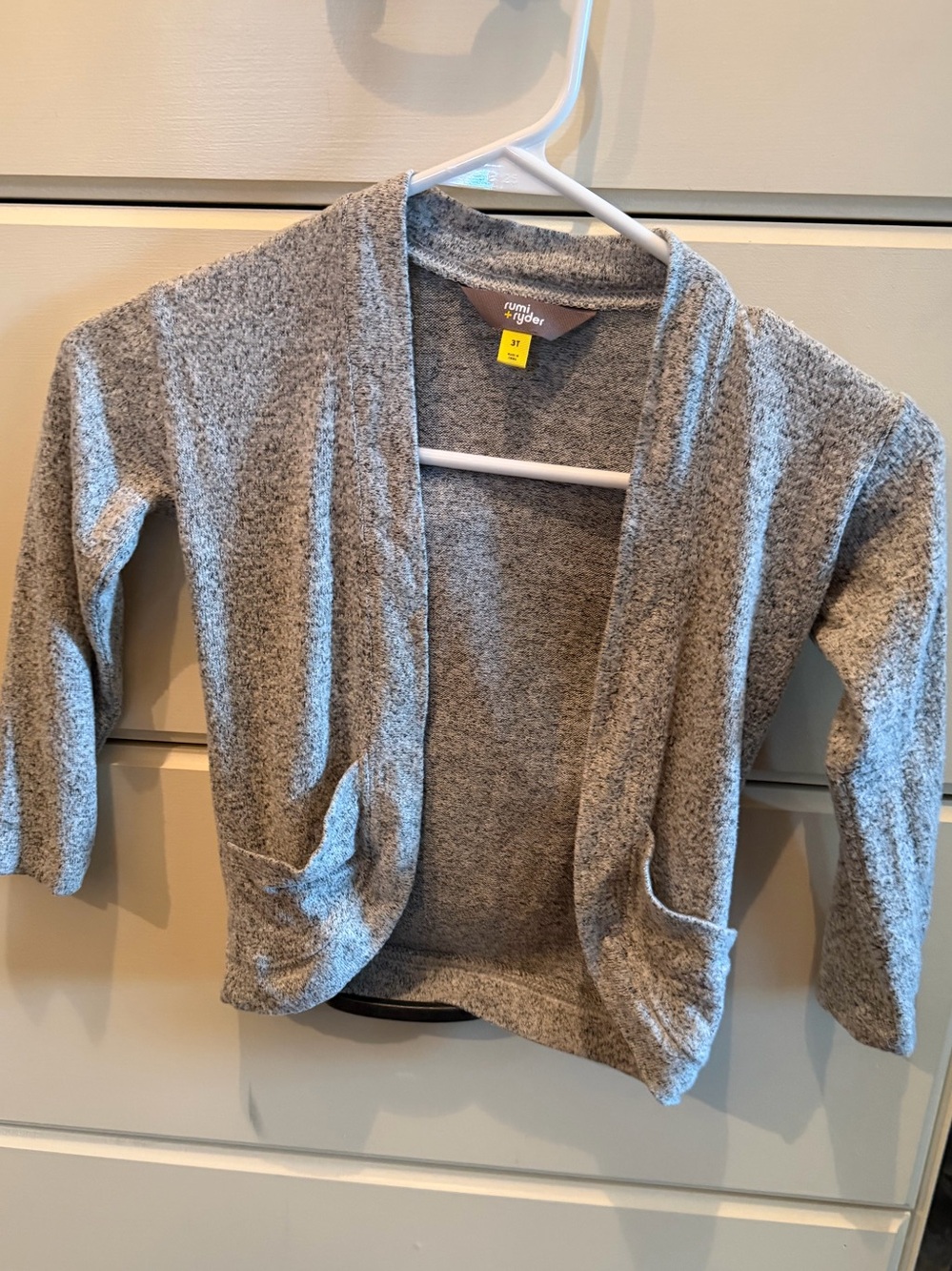 Rumi + Ryder Kid’s Heather Gray Open-Front Cardigan Sweater size 3T